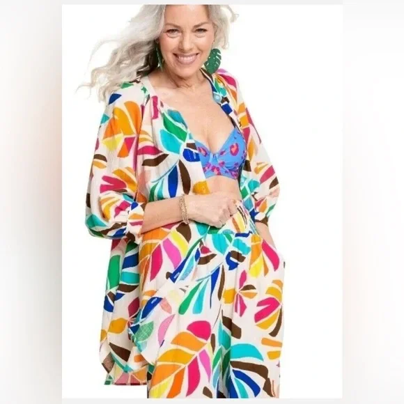 Tabitha Brown Colorful Summer Shirt Dress - Picture 2 of 4